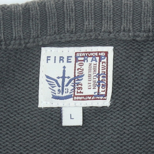 Firetrap Men's Grey Cotton Crew Neck Pullover Jumper L