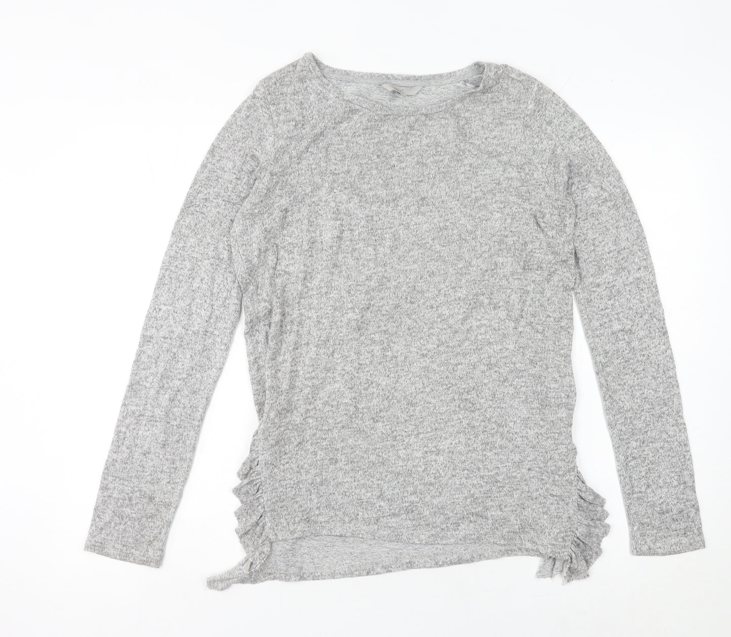Next Women’s Grey Crew Neck Ruffle Side Pullover Jumper Size 8