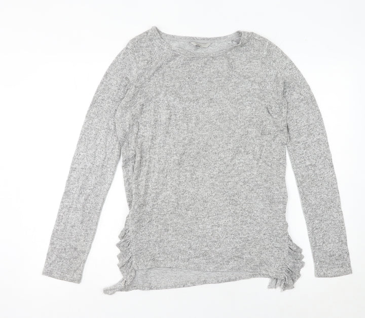 Next Women’s Grey Crew Neck Ruffle Side Pullover Jumper Size 8