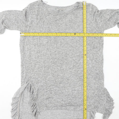 Next Women’s Grey Crew Neck Ruffle Side Pullover Jumper Size 8