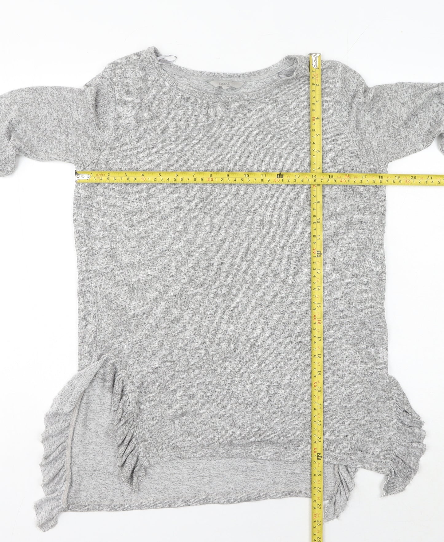 Next Women’s Grey Crew Neck Ruffle Side Pullover Jumper Size 8