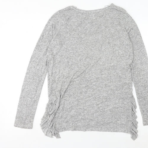 Next Women’s Grey Crew Neck Ruffle Side Pullover Jumper Size 8