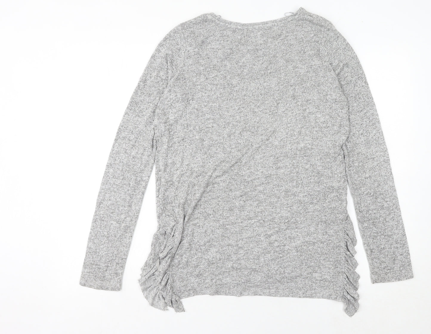 Next Women’s Grey Crew Neck Ruffle Side Pullover Jumper Size 8