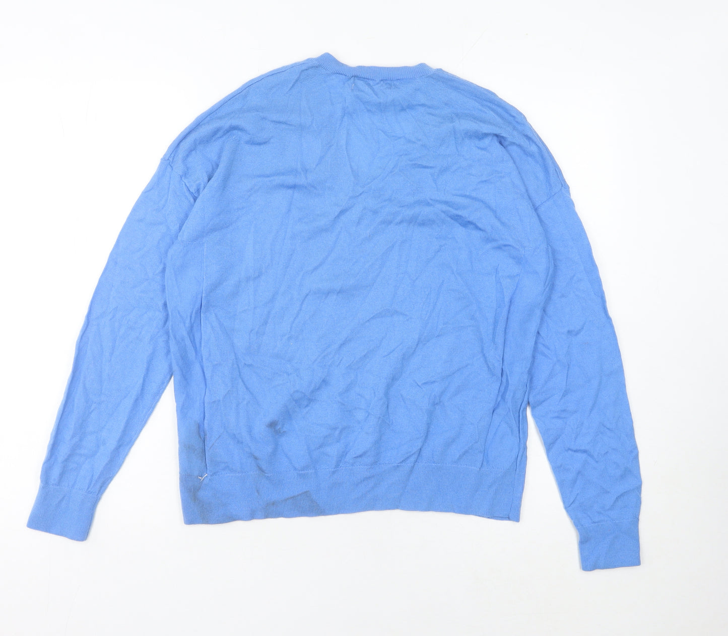 Marks and Spencer Women's Blue S V-Neck Merino Wool Jumper