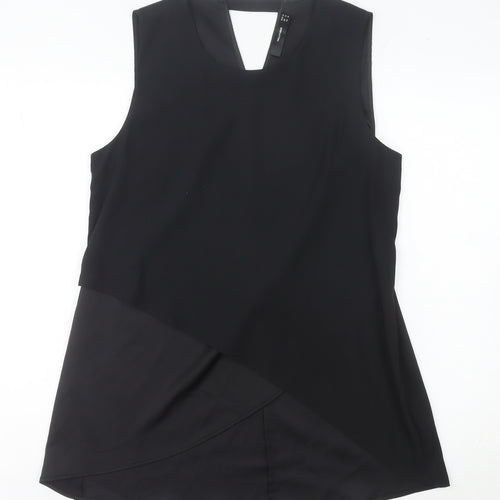 Hallhuber Women's Black Size 12 Sleeveless Tunic Blouse