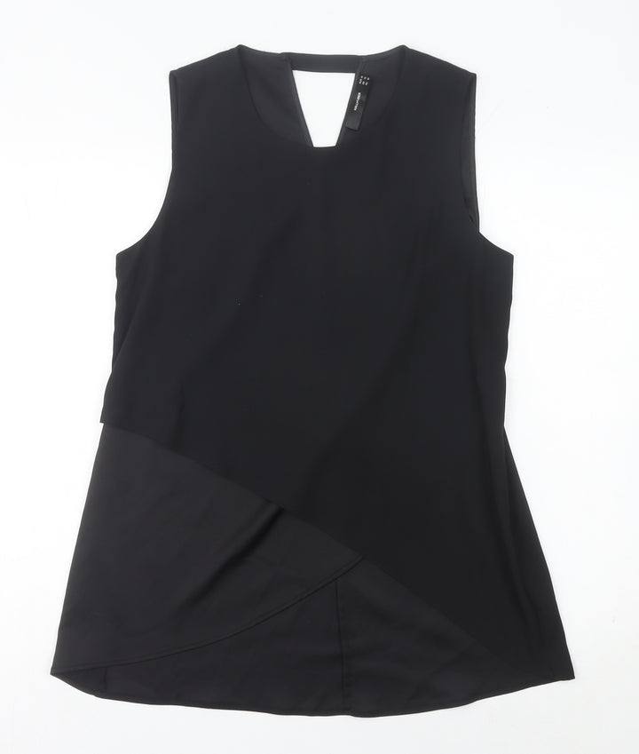 Hallhuber Women's Black Size 12 Sleeveless Tunic Blouse