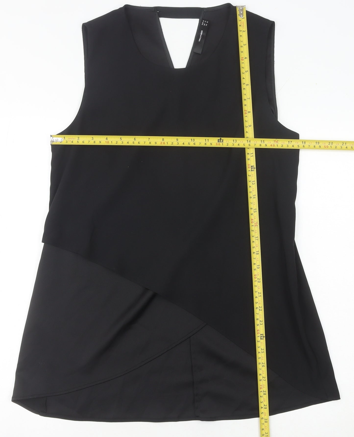 Hallhuber Women's Black Size 12 Sleeveless Tunic Blouse