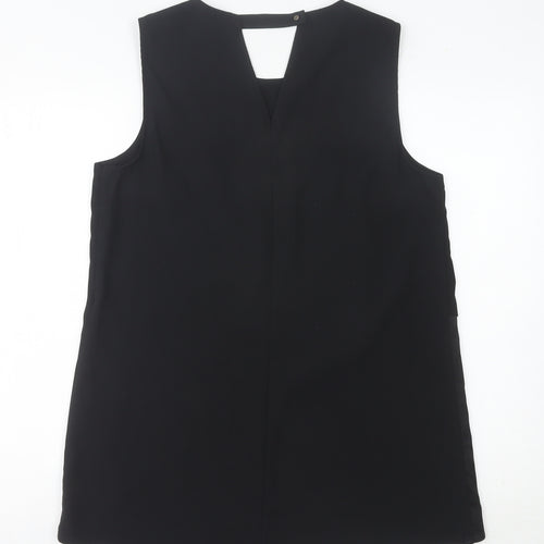 Hallhuber Women's Black Size 12 Sleeveless Tunic Blouse
