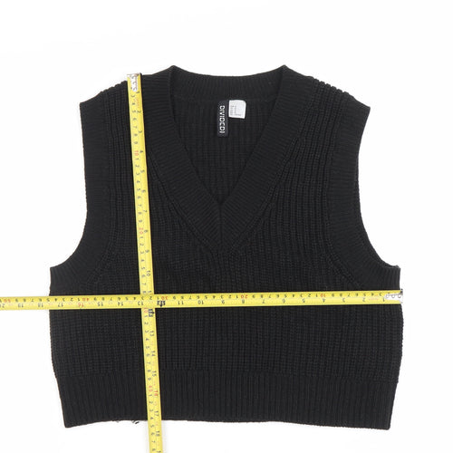 H&M Women’s Black Knit Sleeveless Vest Size 12 V-Neck Acrylic