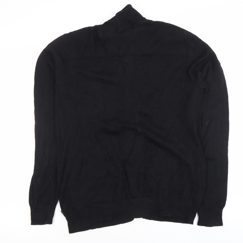 Peter Werth Men's Black Cotton Mock Neck Cardigan L Long Sleeve