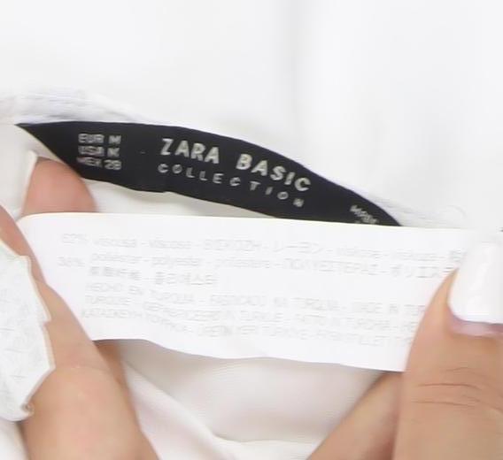 Zara Basic Women White M Bell Sleeve Boat Neck Blouse