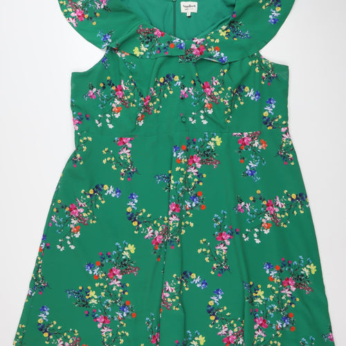 Studio 8 Women’s Green Floral Off Shoulder Fit & Flare Dress Size 24