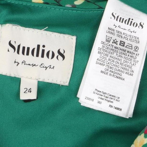 Studio 8 Women’s Green Floral Off Shoulder Fit & Flare Dress Size 24