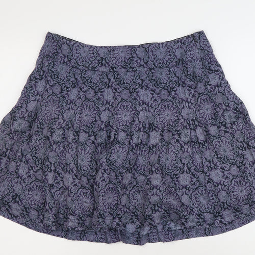 FatFace Women Purple Geometric A-Line Knee Length Skirt Size 12