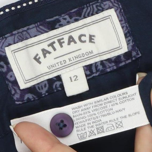 FatFace Women Purple Geometric A-Line Knee Length Skirt Size 12