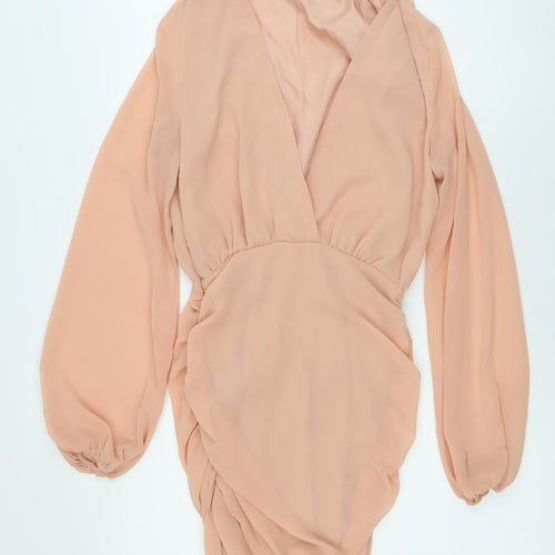 PrettyLittleThing Women’s Pink Size 6 Ruched Chiffon Bodycon Dress