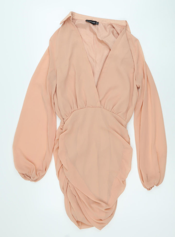 PrettyLittleThing Women’s Pink Size 6 Ruched Chiffon Bodycon Dress