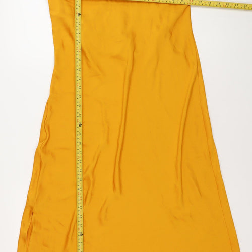 BCBGeneration Women's Yellow M Hi-Low Halter Slip Dress