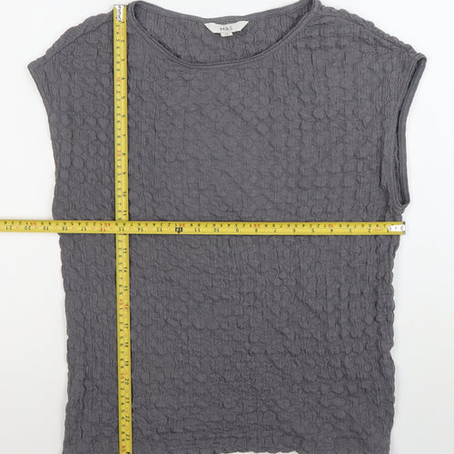 Marks and Spencer Women’s Grey Textured Crew Neck Top Size 14 Regular Fit