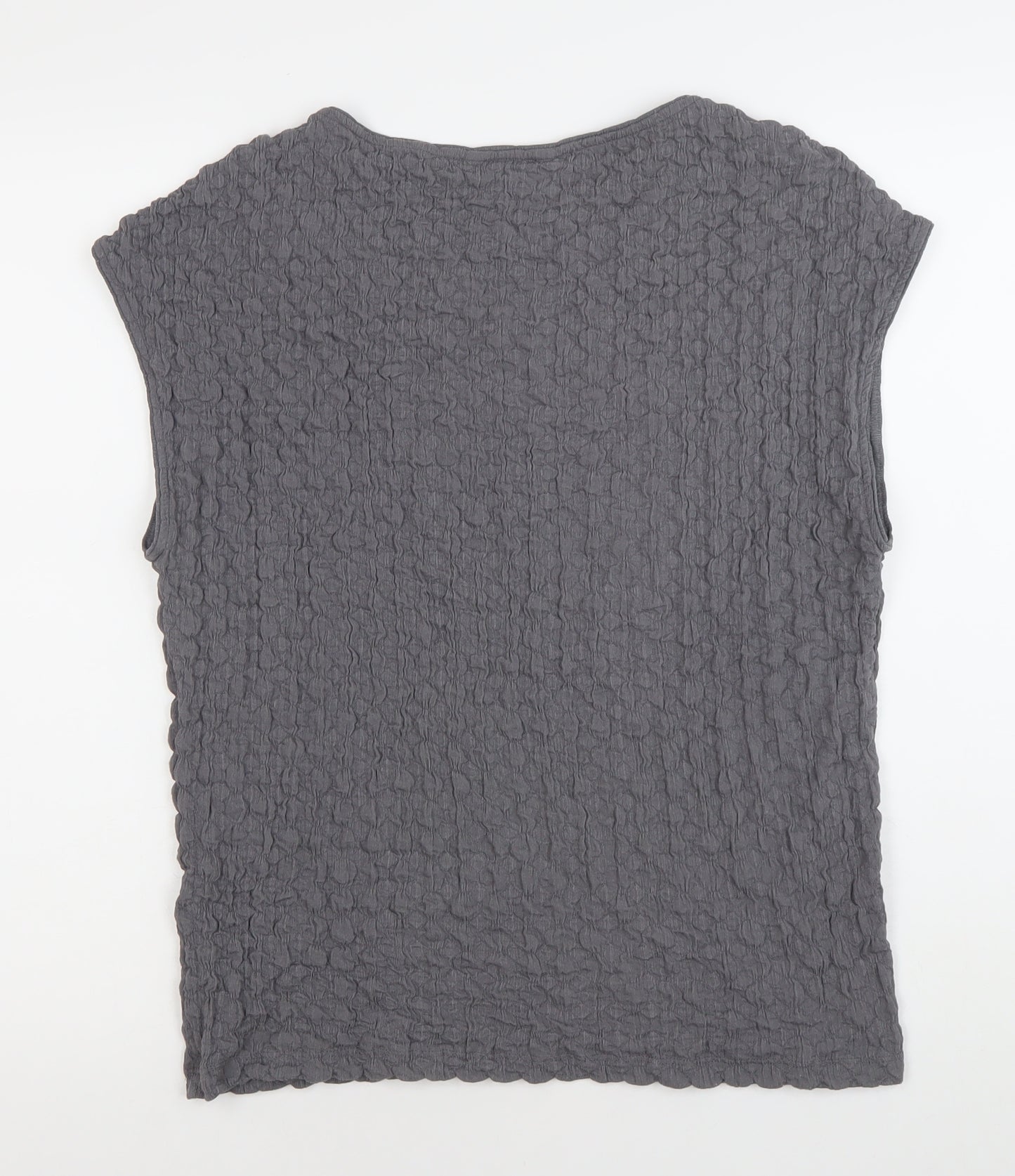 Marks and Spencer Women’s Grey Textured Crew Neck Top Size 14 Regular Fit