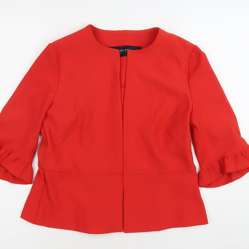 Zara Basic Women’s Red 3/4 Sleeve Ruffle Suit Top M Regular Fit