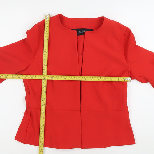 Zara Basic Women’s Red 3/4 Sleeve Ruffle Suit Top M Regular Fit