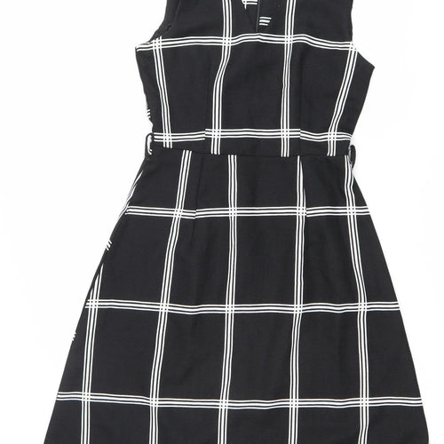REAL FORM London Women's Black Check A-Line Dress Size 8