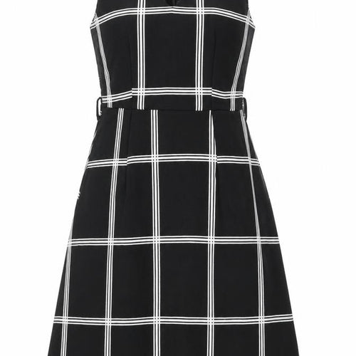 REAL FORM London Women's Black Check A-Line Dress Size 8