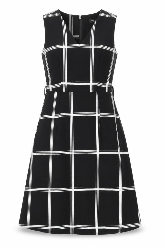 REAL FORM London Women's Black Check A-Line Dress Size 8