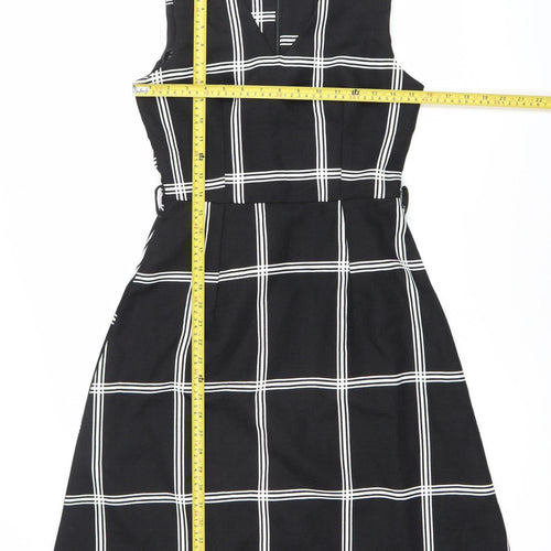 REAL FORM London Women's Black Check A-Line Dress Size 8