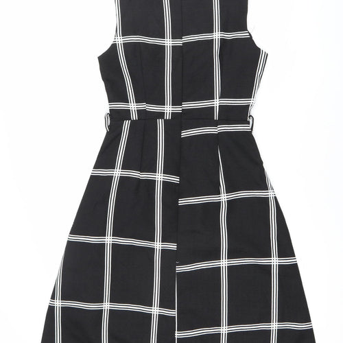 REAL FORM London Women's Black Check A-Line Dress Size 8