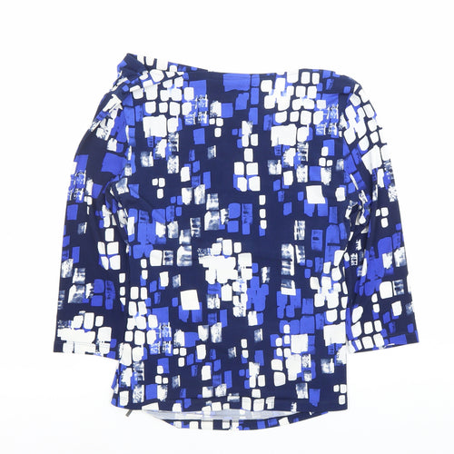 Jasper Conran Women's Blue Geometric Cowl Neck Blouse Size 12
