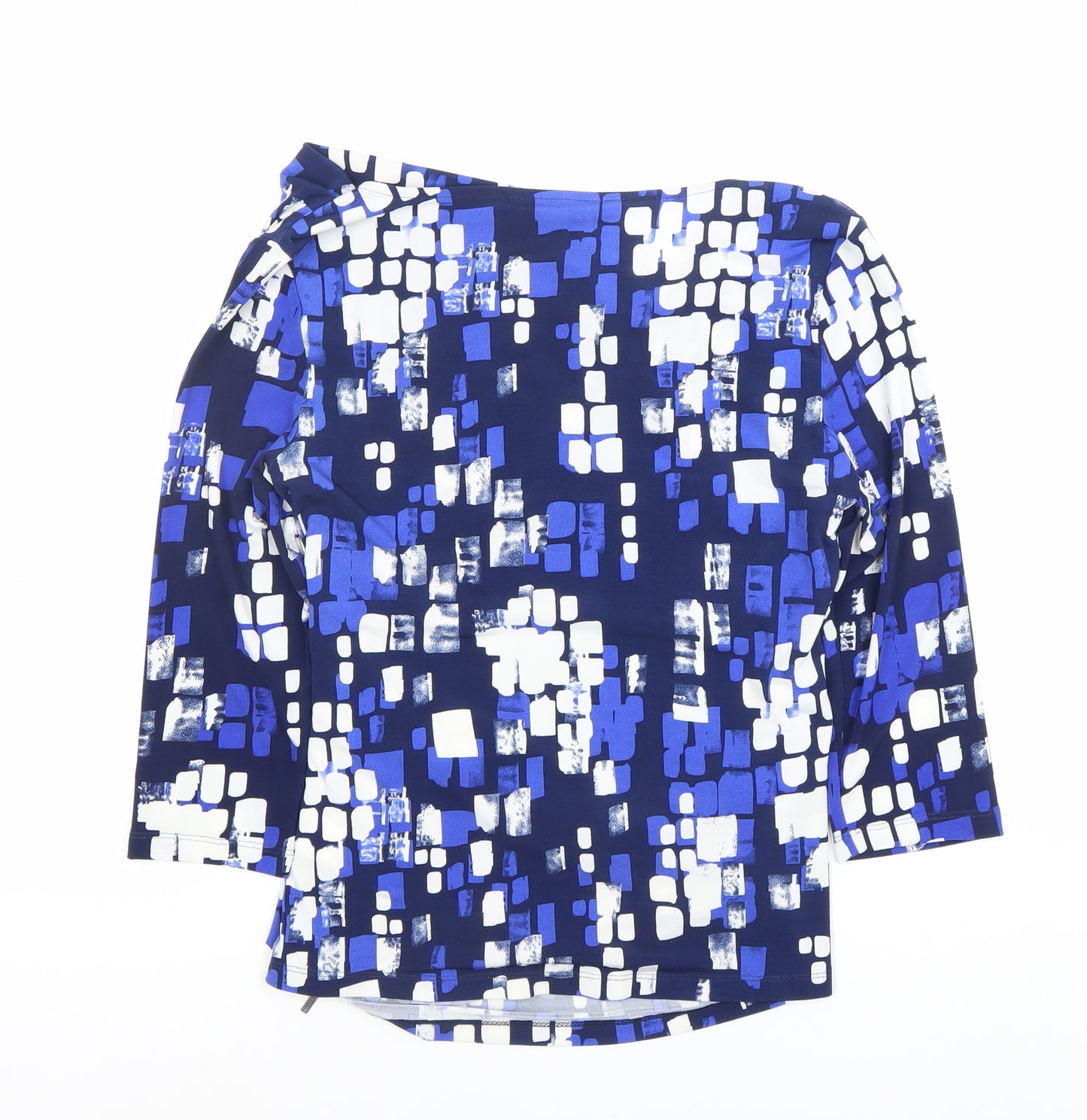 Jasper Conran Women's Blue Geometric Cowl Neck Blouse Size 12