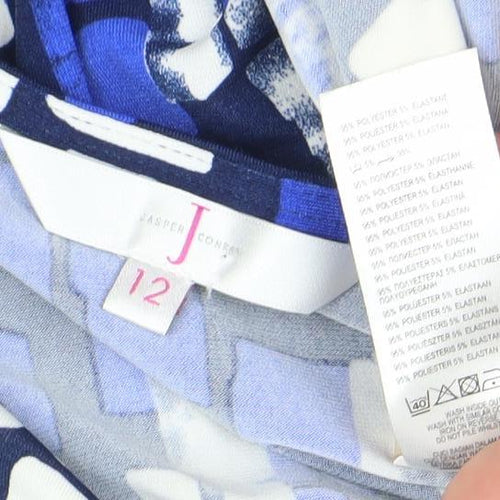 Jasper Conran Women's Blue Geometric Cowl Neck Blouse Size 12