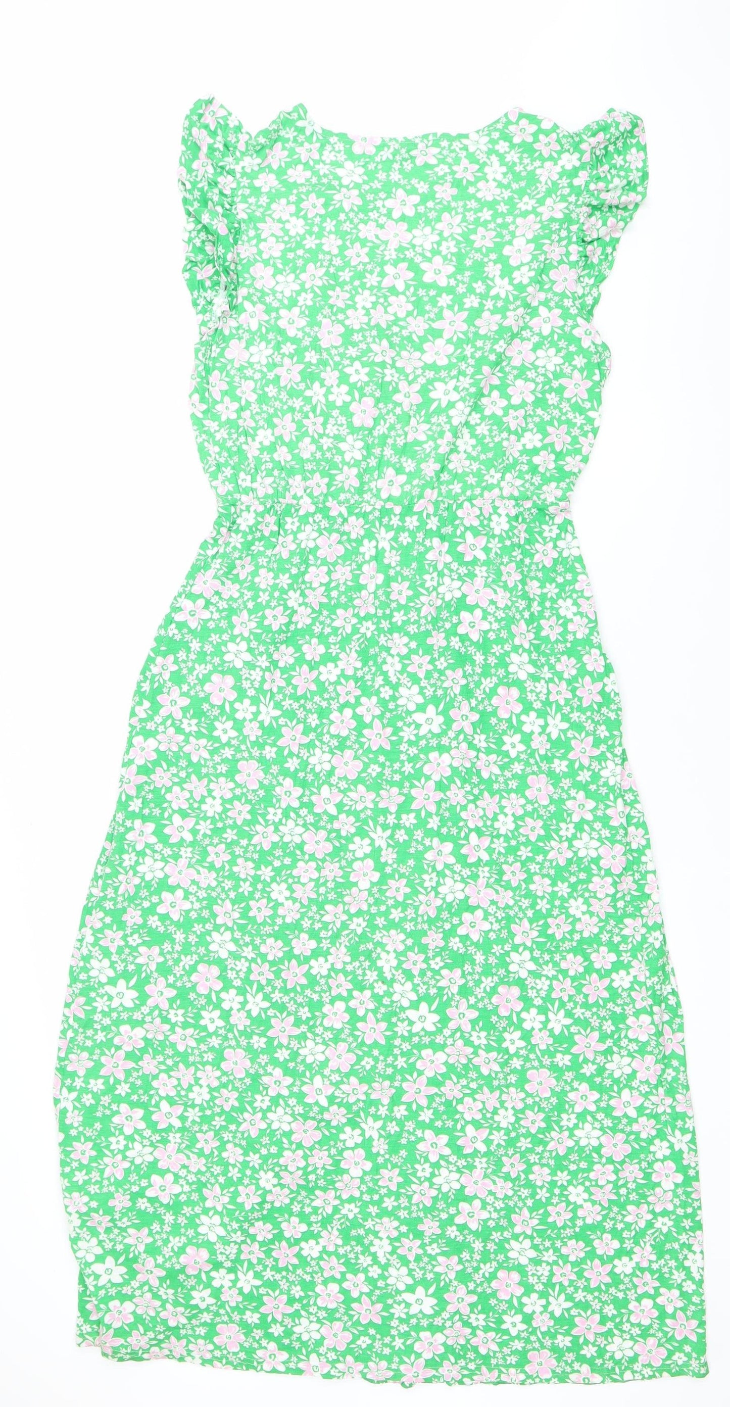 Papaya Women’s Green Floral Midi Bodycon Dress Size 16 Sleeveless