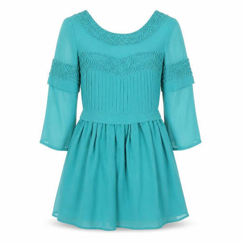 Topshop Women Green Size 8 Fit & Flare Embroidered Party Dress