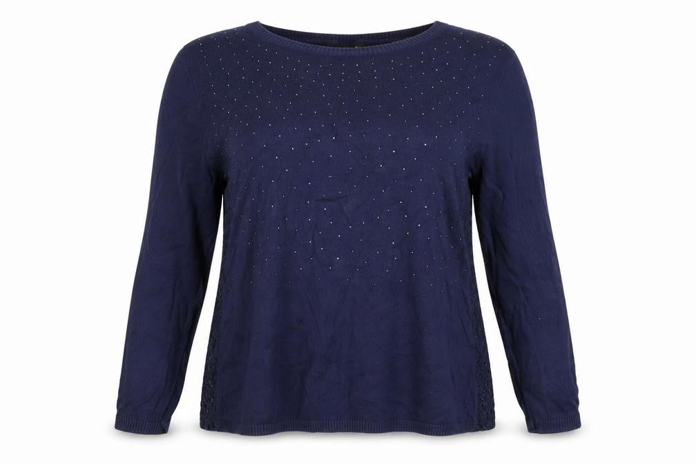 Front view of Next Women’s Blue, size UK 16, Crew Neck Long Sleeve jumper Lace Beaded