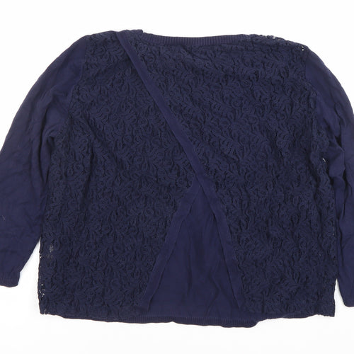 Next Women’s Blue Size 16 Crew Neck Long Sleeve Pullover Jumper Lace Beaded