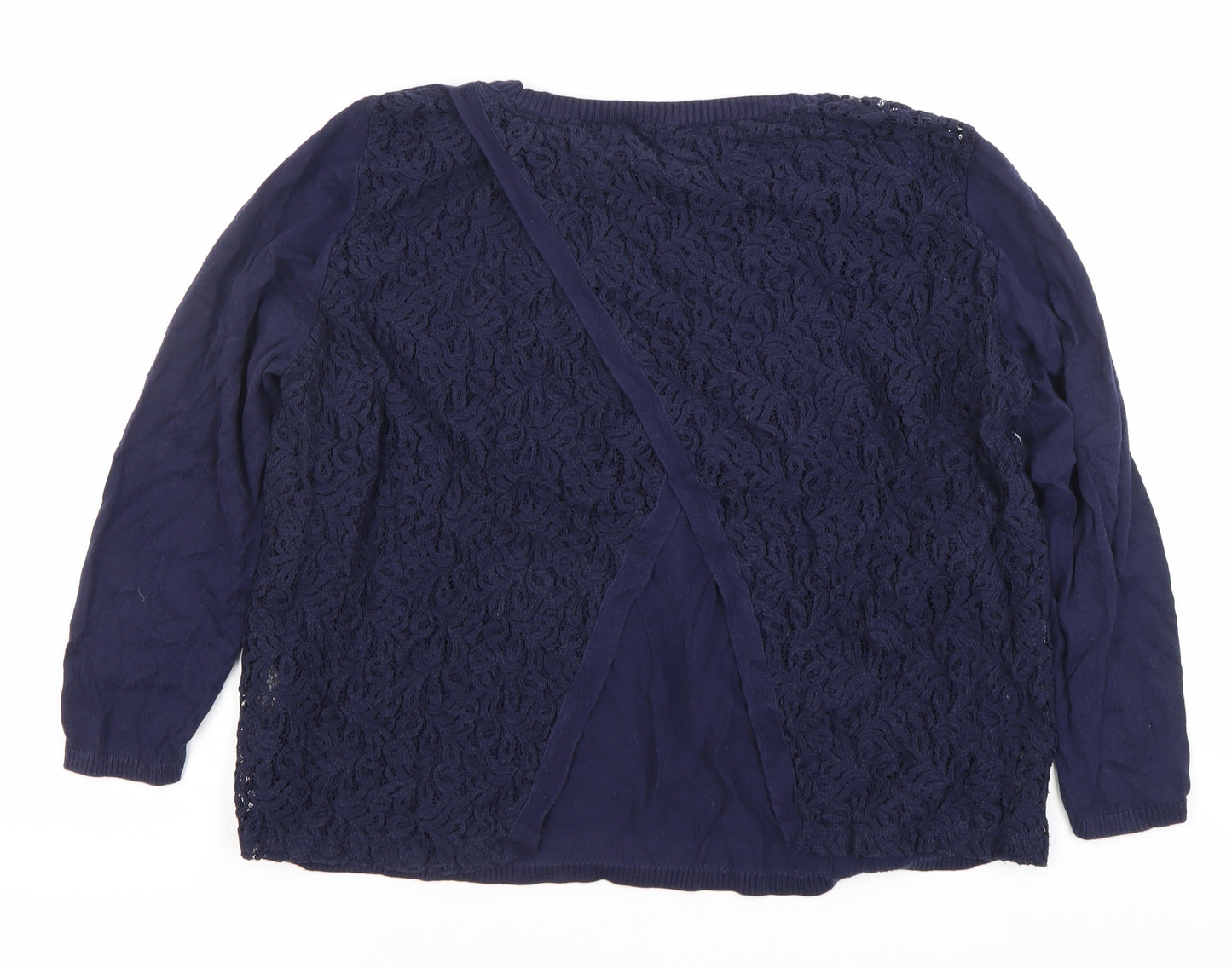 Next Women’s Blue Size 16 Crew Neck Long Sleeve Pullover Jumper Lace Beaded