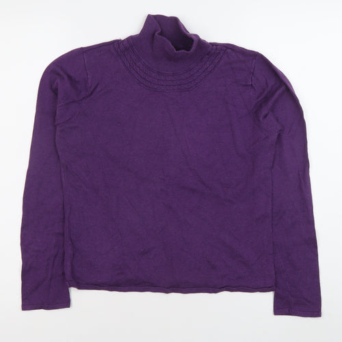 Marcona Women's Purple Roll Neck Cotton Jumper Size 12