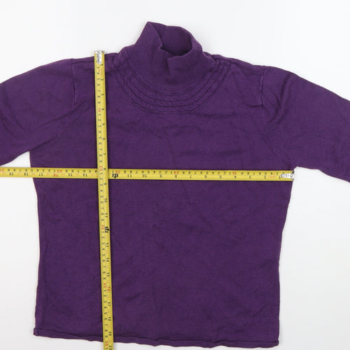 Marcona Women's Purple Roll Neck Cotton Jumper Size 12