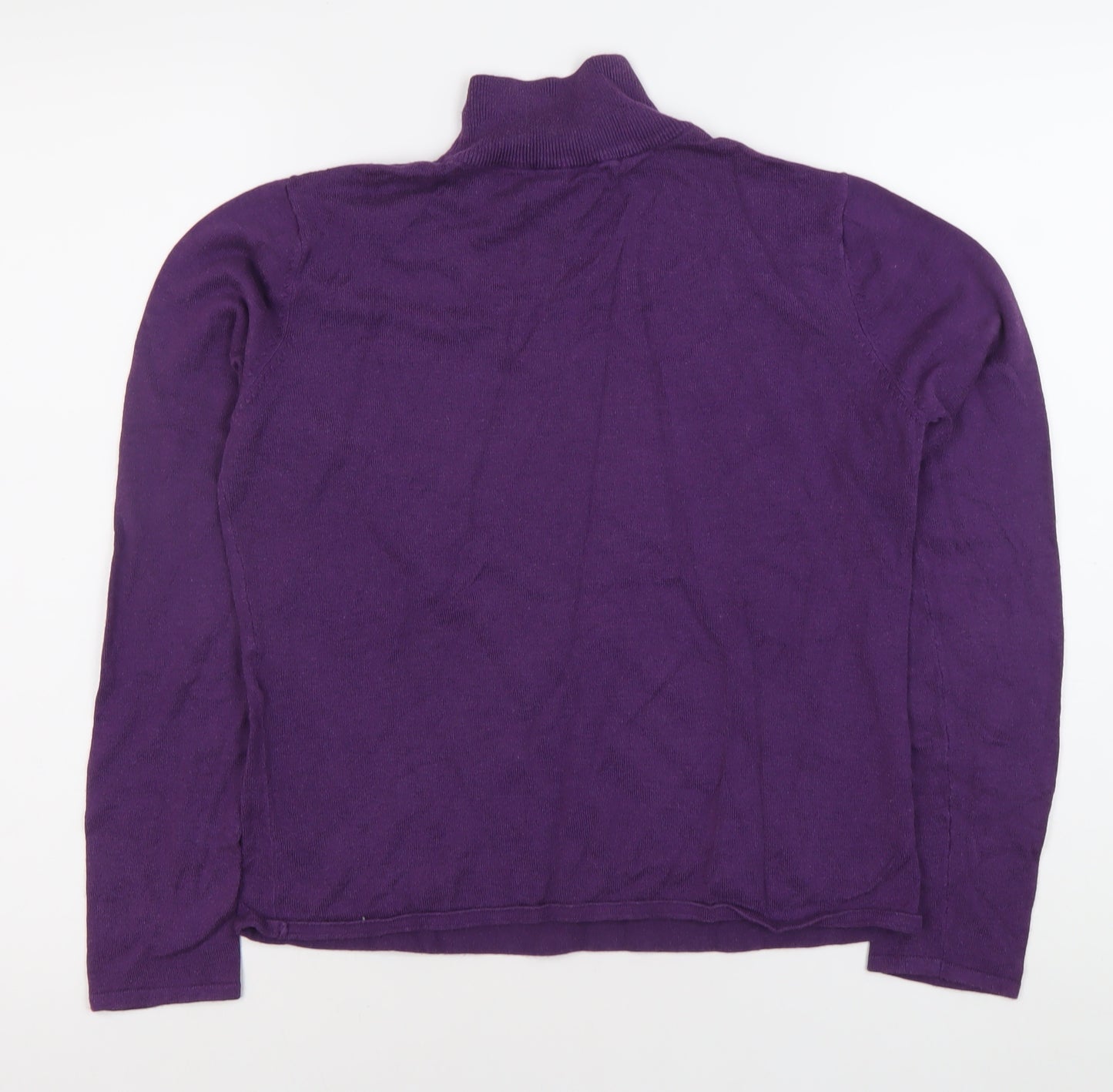 Marcona Women's Purple Roll Neck Cotton Jumper Size 12