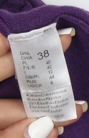 Marcona Women's Purple Roll Neck Cotton Jumper Size 12