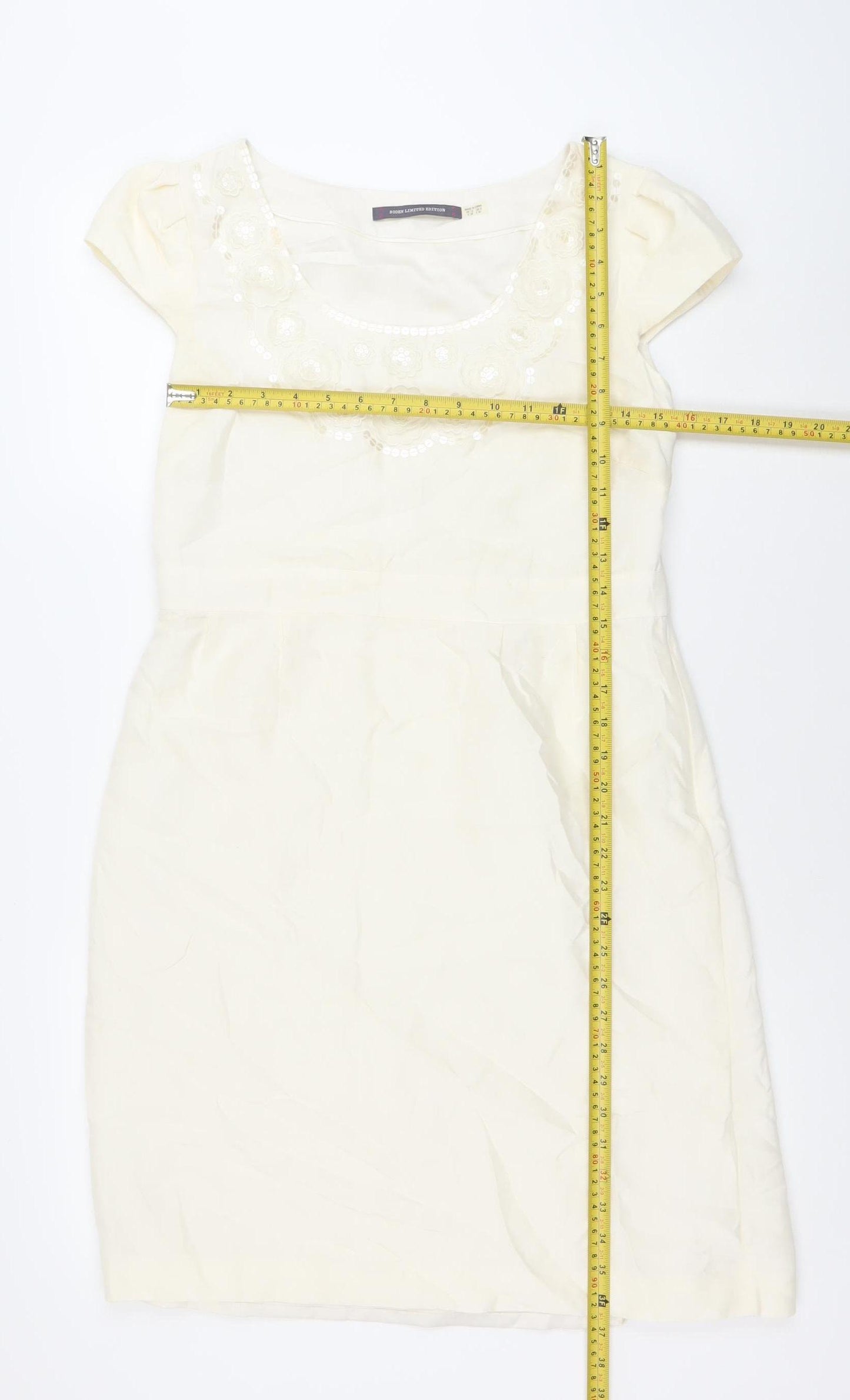 Boden Women Ivory Size 12 Sheath Knee Length Party Dress