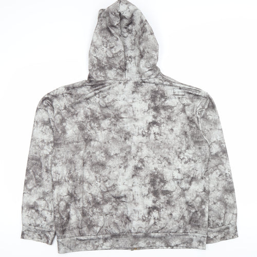ROMWE Women’s Grey Tie-Dye Full Zip Hoodie Size 12 Embroidered Cross