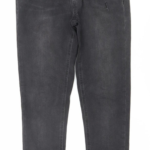 F&F Women's Black Skinny Jeans UK 10 Regular Fit Distressed Denim