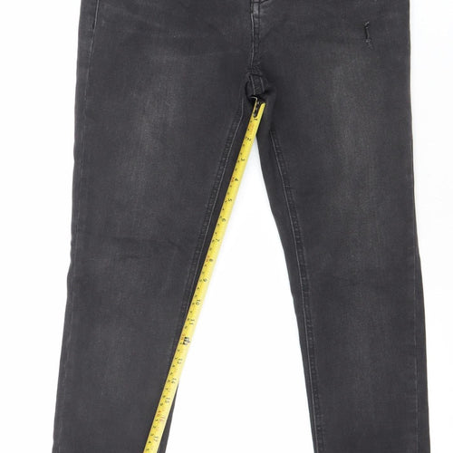 F&F Women's Black Skinny Jeans UK 10 Regular Fit Distressed Denim