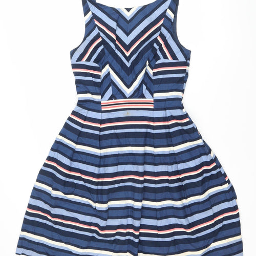 Oasis Women’s Multicoloured Stripe Fit & Flare Dress Size 8 Knee Length