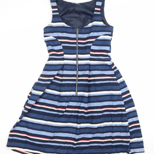 Oasis Women’s Multicoloured Stripe Fit & Flare Dress Size 8 Knee Length