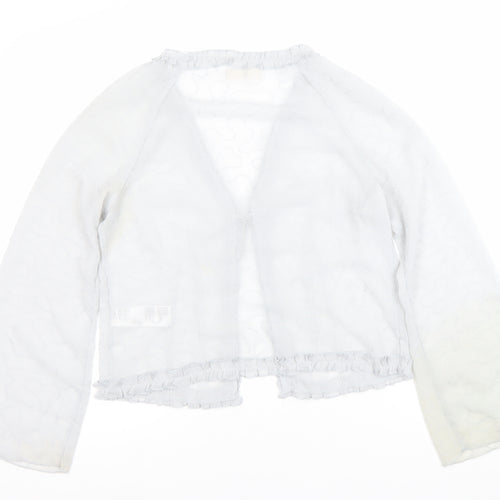 Light Before Dark Women’s Grey Wrap Blouse L Ruffle Tie Sheer Spring
